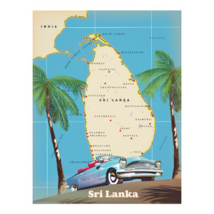 Impression Photo Carte illustrée du Sri Lanka