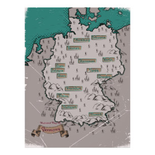 Impression Photo Carte illustrée vintage d'Allemagne