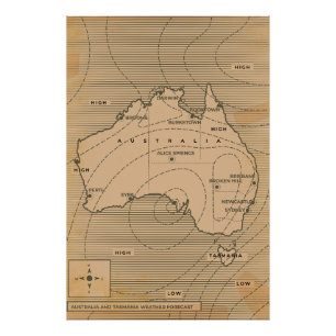 Impression Photo Carte météo vintage de l'Australie