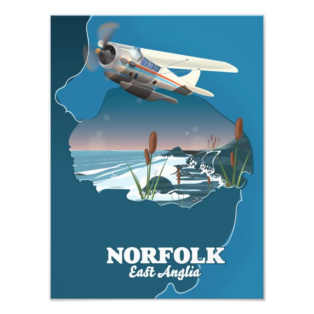 Impression Photo Carte Norfolk East Anglia (Devant)