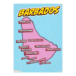 Impression Photo Carte Pop Art Illustrated Barbados