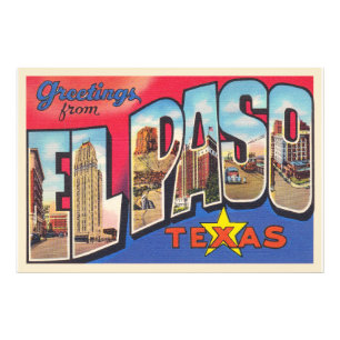 Impression Photo Carte postale El Paso Texas TX Vintage Grande lett
