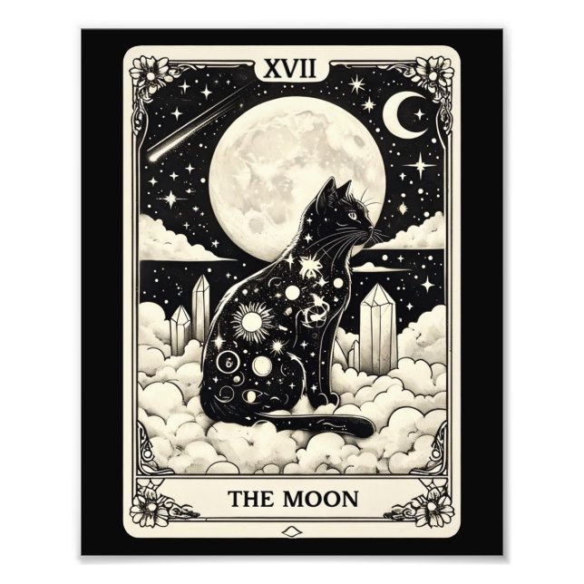 Impression Photo Carte Tarot Cat La Lune Graphique (Devant)