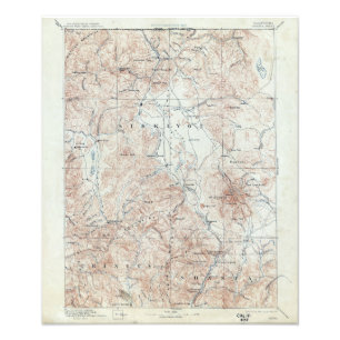 Impression Photo Carte topographique vintage du mont Shasta