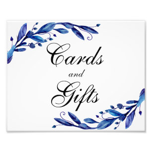Impression Photo Cartes bleues et cadeaux signe mariage. Marine bot