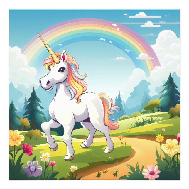 Impression Photo Carton de la licorne mignonne (Devant)