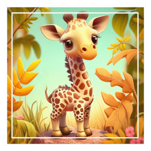 Impression Photo Cartoon Tropical Cute Baby Giraffe