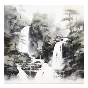 Impression Photo Cascades Paysage monochromatique