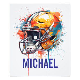 Impression Photo Casque de football de motivation inspirante nom