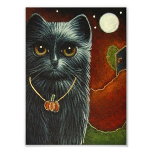 Impression Photo CAT NOIR de HALLOWEEN avec la COPIE PENDANTE de