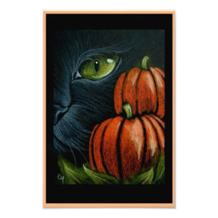 Impression Photo CAT NOIR de HALLOWEEN avec PIMPKINS 4" X 6" COPIE