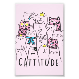 Impression Photo Cattitude Cute Chat, Funny Kitten Cadeau Amoureux