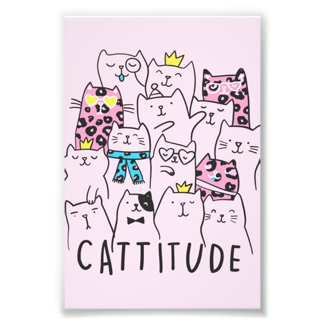 Impression Photo Cattitude Cute Chat, Funny Kitten Cadeau Amoureux  (Devant)