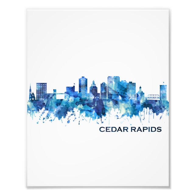 Impression Photo Cedar Rapids Iowa Skyline Blue (Devant)