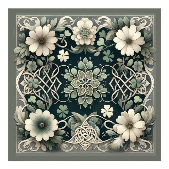 Impression Photo Celtic Clover Floral Charm (Devant)