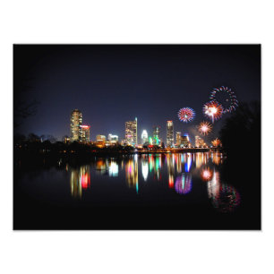 Impression Photo Centre-ville d'Austin Texas Night Skyline Firework