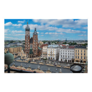 Impression Photo Centre-ville de Cracovie d'en haut en Pologne