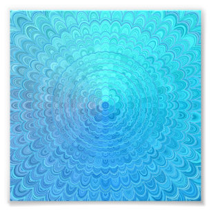 Impression Photo Cercle floral bleu clair Mandala