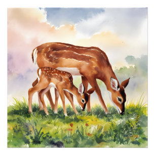 Impression Photo Cerf peint maman et bébé