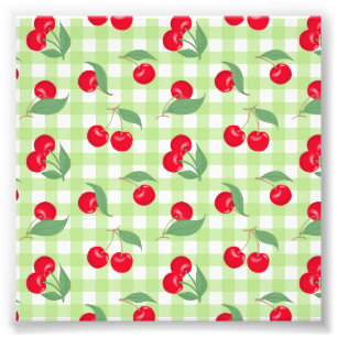 Impression Photo Cerise Rouge Fruit Feuilles Vertes Pastel Bûcheron
