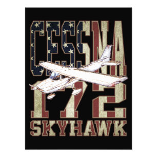 Impression Photo Cessna 172 Skyhawk avec drapeau Vintage des États-