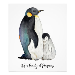 Impression Photo C'est une famille de pingouins en aquarelle