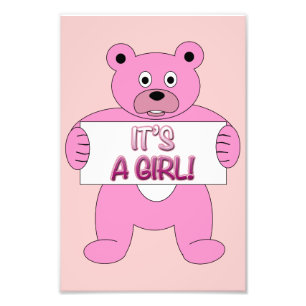 Impression Photo C'est une fille rose ours