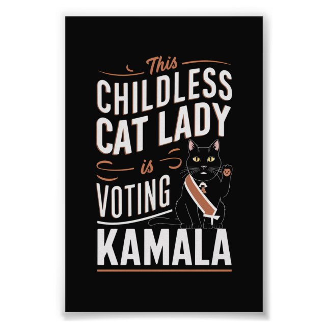 Impression Photo Cette dame aux chats sans enfants vote Kamala (Devant)