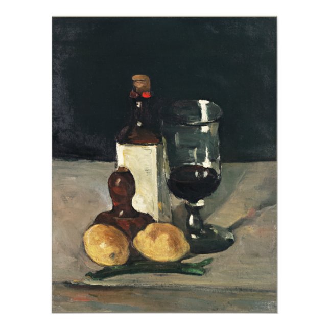 Impression Photo Cezanne - Vie morte avec bouteille, verre, citrons (Devant)