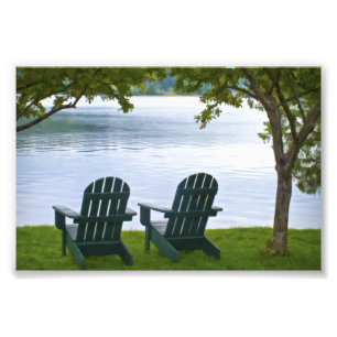 Impression Photo Chaises Adirondack face au lac