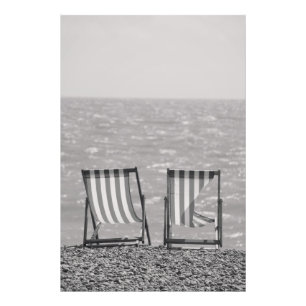 Impression Photo Chaises de plage rayées vintage