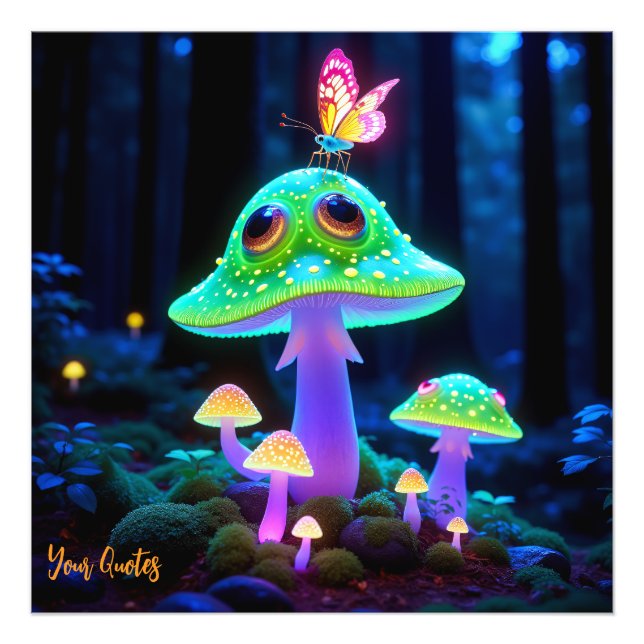 Impression Photo Champignon et Papillon Fantastiques Luminescents E (Devant)