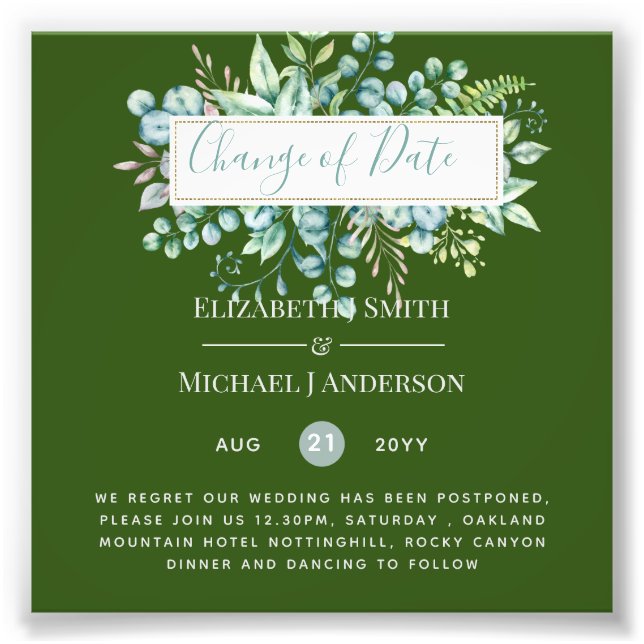 Impression Photo Changement de plan Date Greenery Eucalyptus Event (Devant)