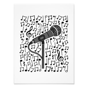 Impression Photo Chanteur Microphone Notes musicales Chanteur ensei