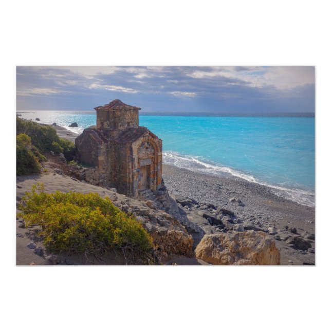 Impression Photo Chapelle de l'ère byzantine sur une plage en Crète (Devant)