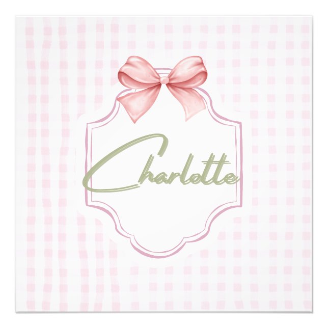 Impression Photo Charlotte Personnalisée Pink Bow & En vichy Print (Devant)