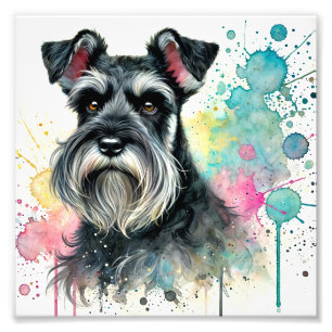 Impression Photo Charming Schnauzer Aquarelle Art
