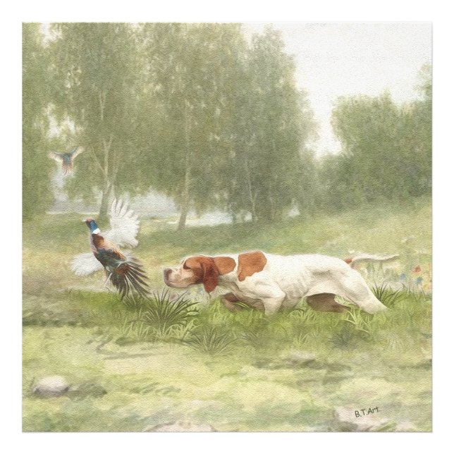 Impression Photo Chasse au faisan avec pointeur (Devant)