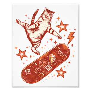 Impression Photo Chat à skateboard Style Y2K 90s