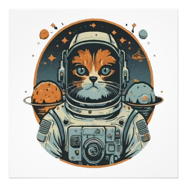Impression Photo Chat-astronaute sur les Astéroïdes (Devant)