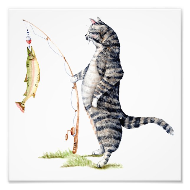 Impression Photo Chat avec poisson (Devant)