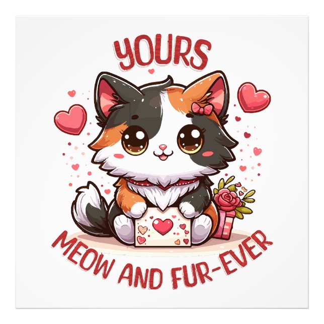 Impression Photo Chat calico adorable pour la Saint-Valentin  (Devant)