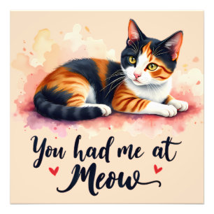 Impression Photo Chat Calico Vous M'avez Eu à Miaou Aquarelle