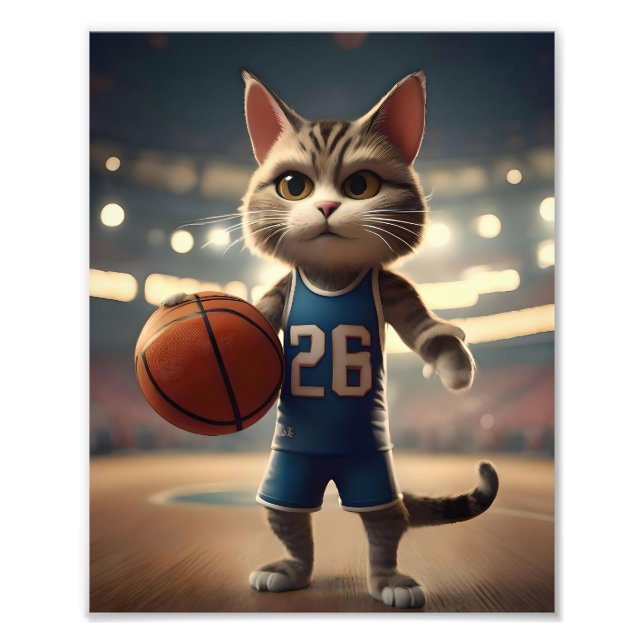 Impression Photo Chat de basket-ball, (Devant)