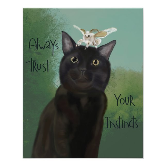 Impression Photo Chat noir et teigne de soie (Devant)