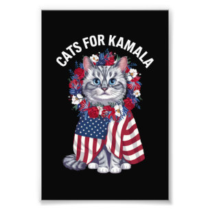 Impression Photo Chat Pour Kamala Fleurs de chats Drapeau américain