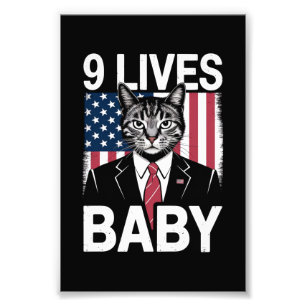 Impression Photo Chat Trump 9 Vies Bébé Drôle Chat Trump