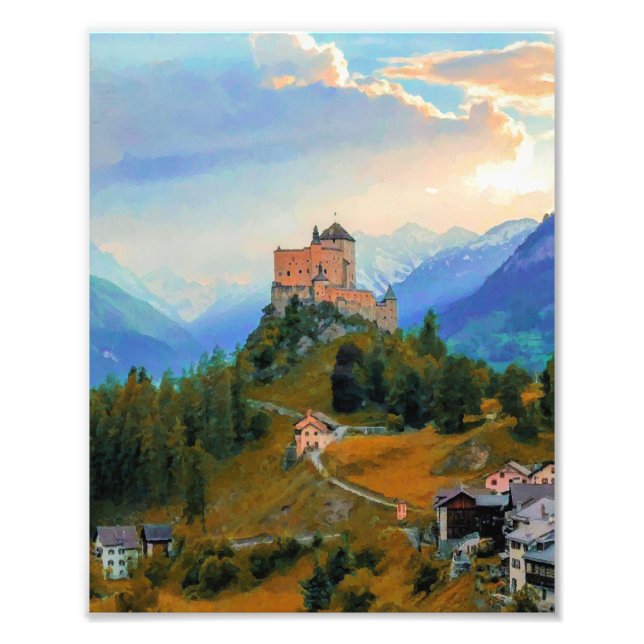 Impression Photo Château de peinture original dans le ciel, Château (Devant)