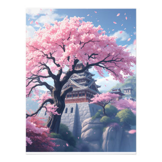 Impression Photo Château Japonais au printemps sous les fleurs de c