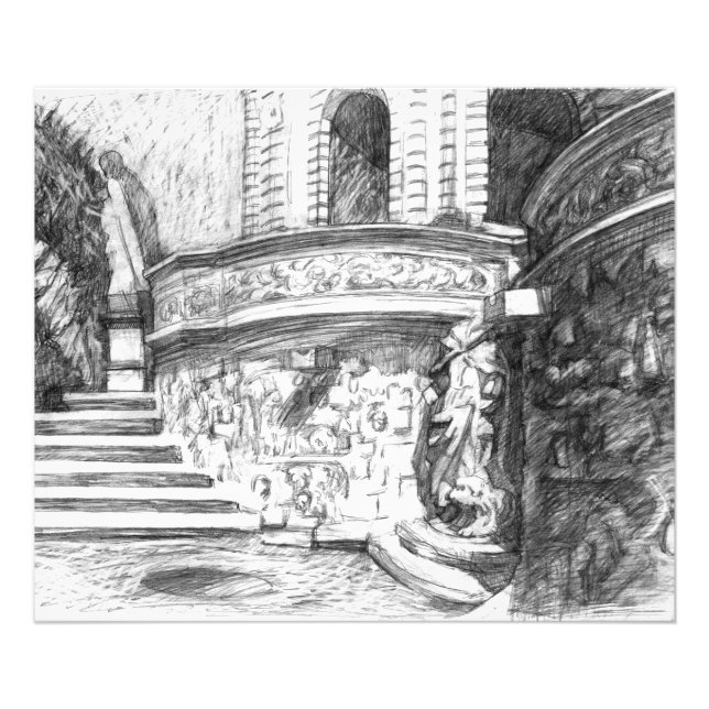 Impression Photo Château pencilart Monochrome noir & blanc (Devant)